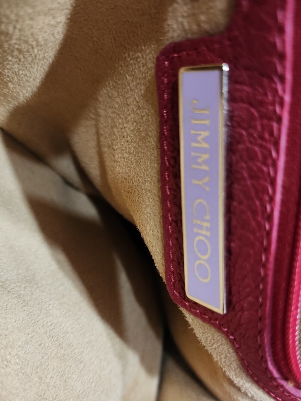 Jimmy Choo Red Pebbled Leather Satchel with Gold Hardware and Bow Accent - Picture 2 of 11